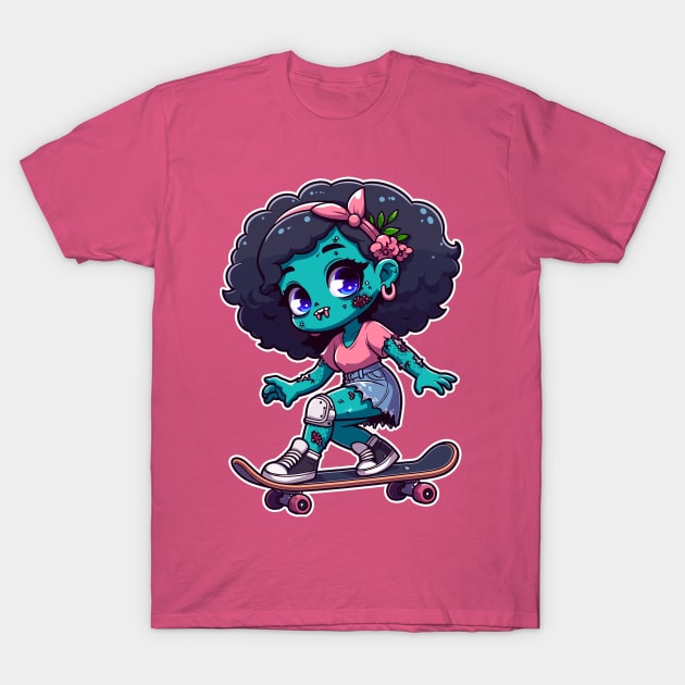 Zombie Skate Girl T-Shirt by DesignDinamique